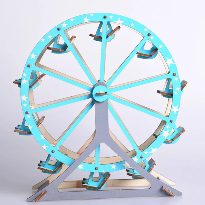 Лазерная резка 3D Деревянный пазл колесо обозрения DIY ручной сборный комплект