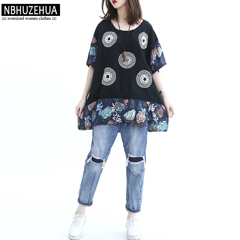 NBHUZEHUA 7G553 4XL 5XL 6XL летние хлопковые льняные Женские топы и блузки с рукавом летучая
