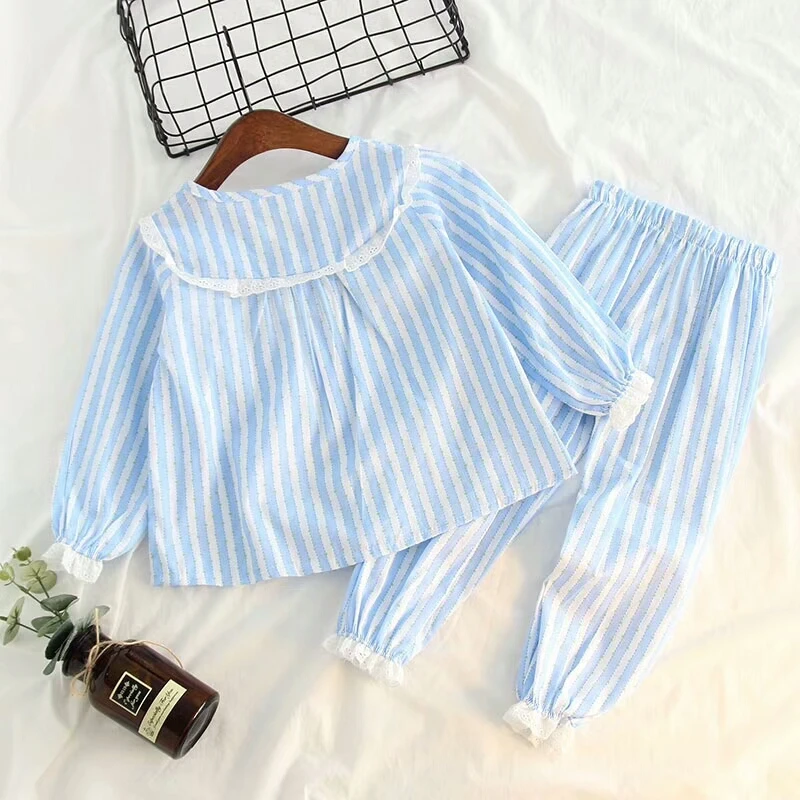 Children Clothes Sets Baby Girls Lace Sleepwear Long Sleeves Leisure Wear Kids Pajamas Girl Boy 2-8 yrs | Детская одежда и обувь