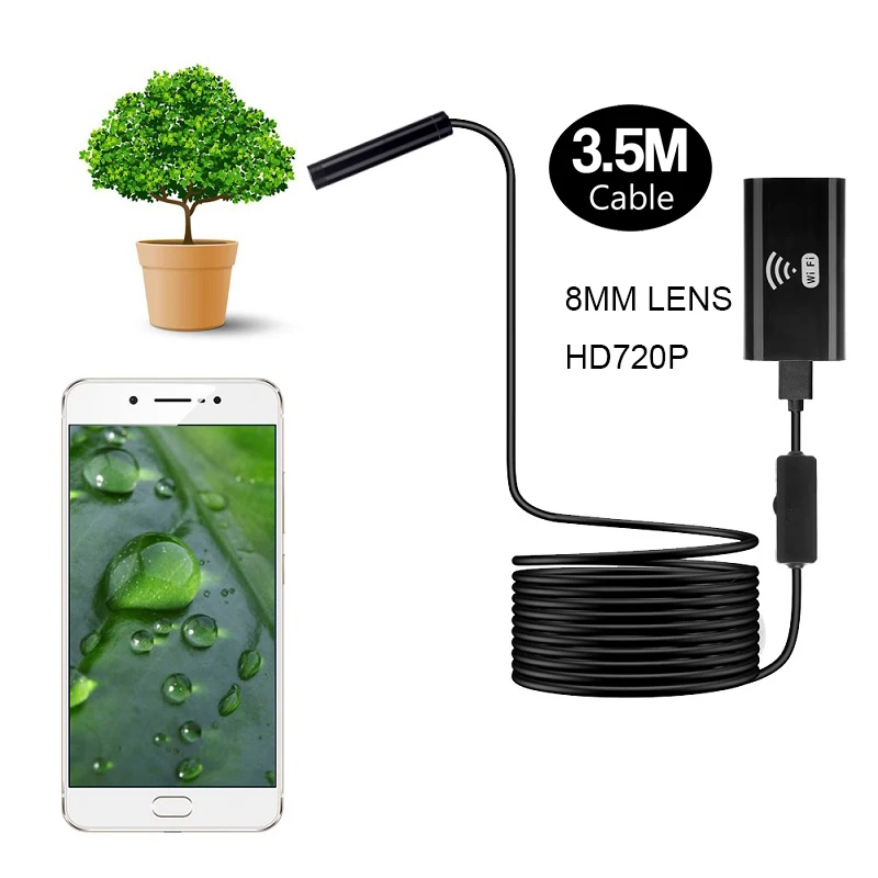ZCF99 3.5 meter hard cable endoscope wireless inspection camera wifi waterproof snake endoscopic | Безопасность и защита