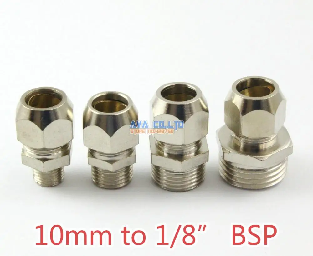

10 Pieces Brass 10mm to 1/8" BSP Compression Connector Fitting Fuel Air Gas Water Hose Connector Coupler