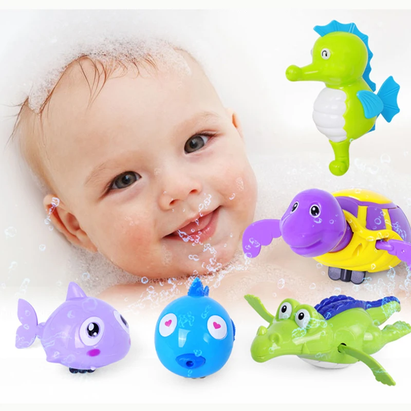 

Baby Cartoon Animal Tortoise Water Toy Set Children Classic Clockwork Swimming Bathing Shower Bathtub Beach Bath Toys for Kids