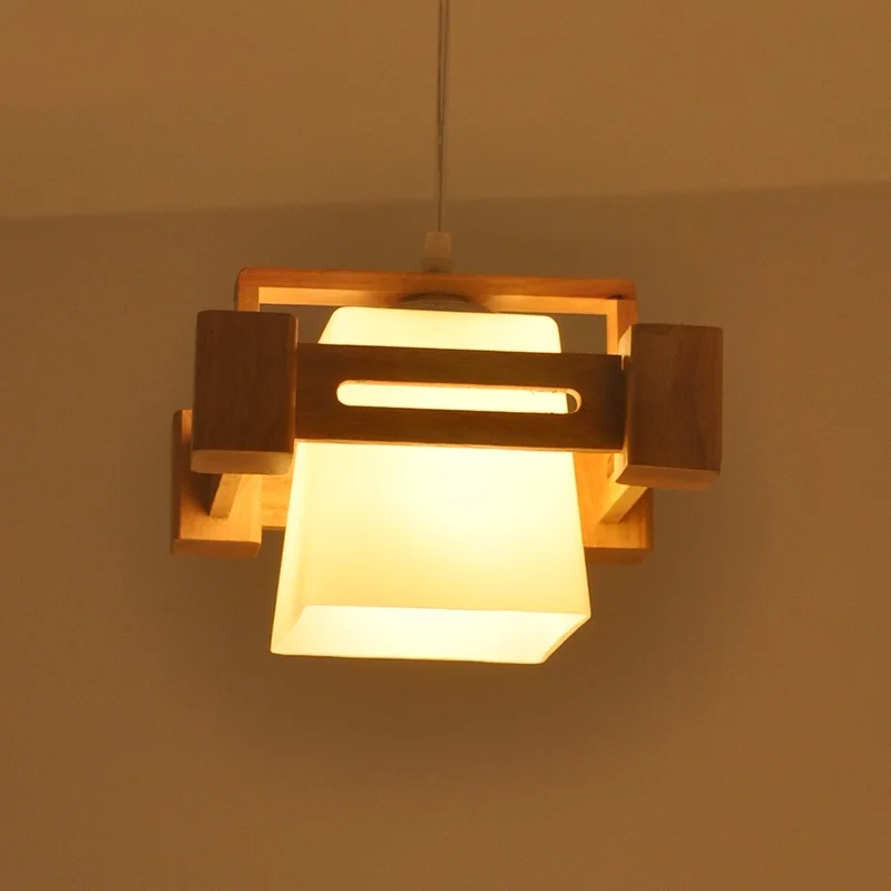 Solid Wooden Chinese style wooden art modern minimalist atmosphere pendant lamp meal living study light MZ138 | Освещение