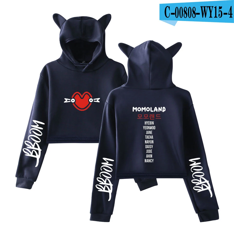 MOMOLAND модный тренд sala Cat укороченный Топ для женщин Лето толстовки Толстовка Сексуальная Горячая Kpop Harajuku больших размеров 2XL