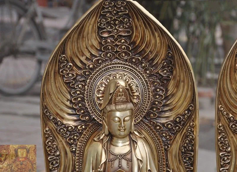 Рождество Тибет буддизм медный Shakyamuni Kwan Yin Гуаньинь 3 Бог Будда статуя Набор Новый