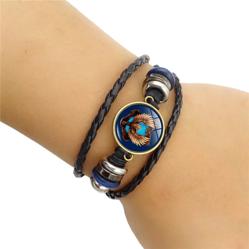 Винтажный Черный Кожаный Браслет Best Friends веревочный браслет с синим орлом ручной