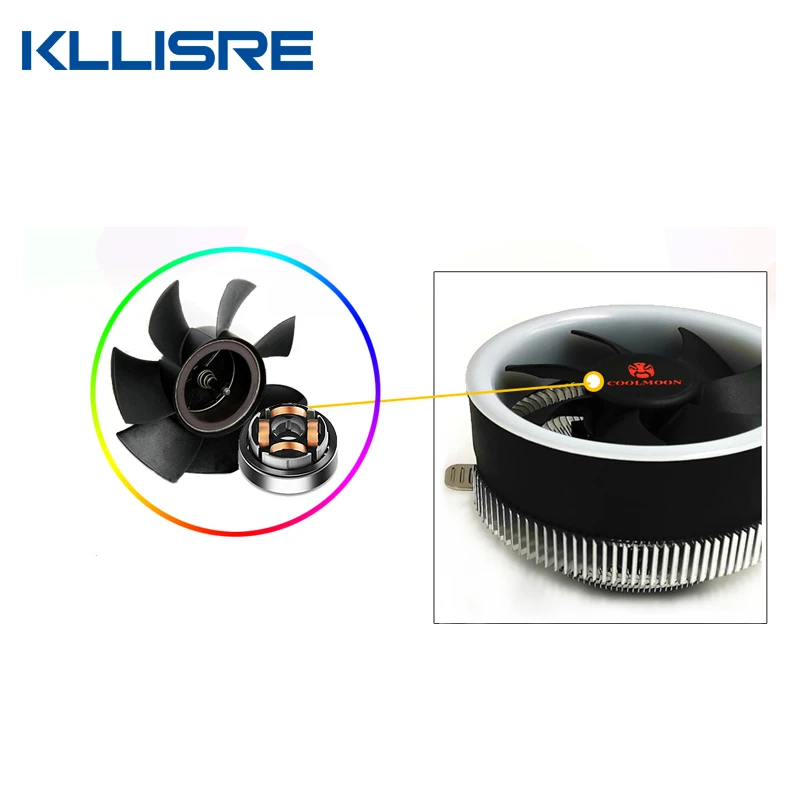 Kllisre PC CPU кулер вентилятор Радиатор LED апертура охлаждающий тихий радиатор для Intel