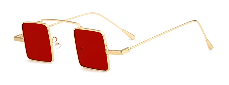 gold with clear red Peekaboo, маленькие квадратные солнцезащитные очки для мужчин, Ретро стиль, металлическая оправа,, черные, желтые, красные линзы, маленькие солнцезащитные очки для женщин, uv400 - Цвет линз: gold with clear red