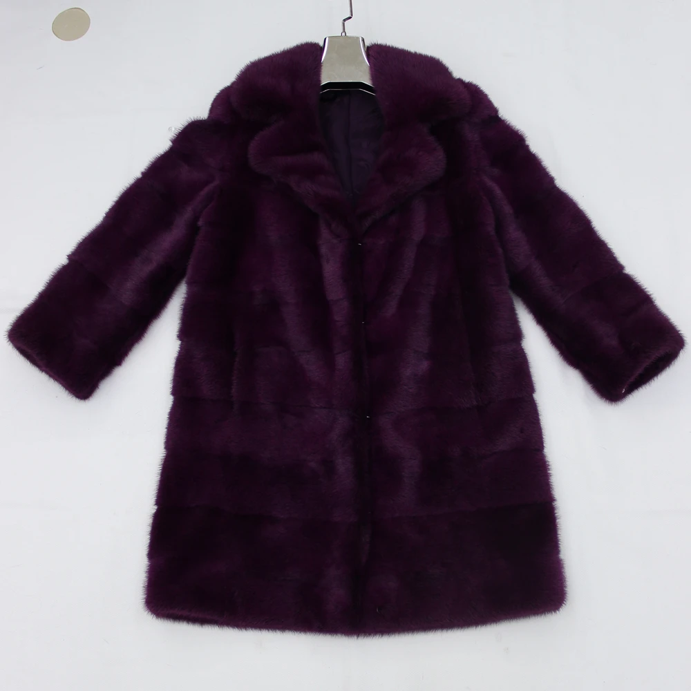 Настоящая женская шуба из меха норки длинное женское пальто зимняя Длинная