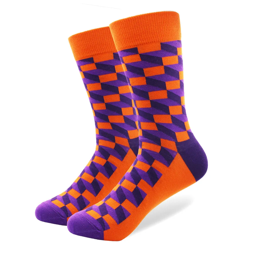 2018 New Arrival Men's filled Optic Puzzle Funny Combed Cotton Socks Casual Colorful Crew Happy Wedding Gift | Мужская одежда