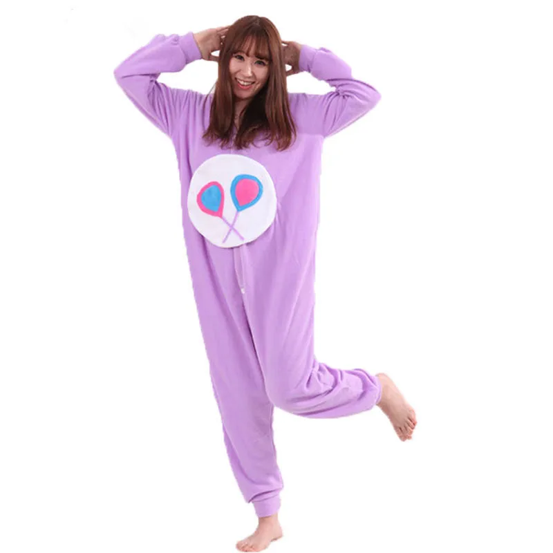 Челнока фиолетовый заботливые мишки Kigurumi мультфильм животных пижамы Для женщин