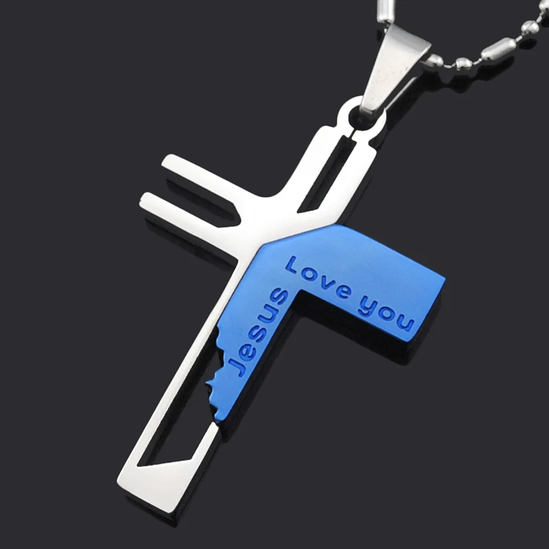 ATGO рождественский подарок мужские ювелирные изделия Love you Jesus Cross Подвески