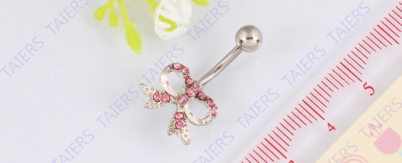 Кольцо для живота с бантом женское пирсинг тела Ювелирное кольцо пупка 14 г 316L