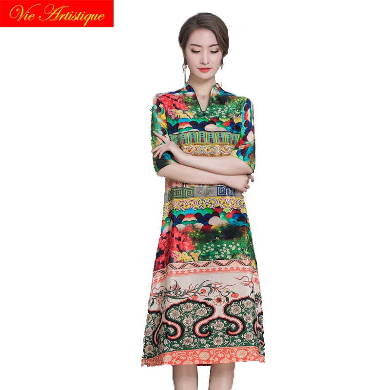 Шелковый Зеленый Камуфляж Цветочные летнее платье 2018 г. женские макси с принтом