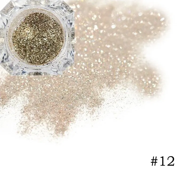 12 BORN PRETTY 1 коробка блеск для ногтей порошок Блестящие Блестки блеск Платина акриловая Пыль порошок маникюр Дизайн ногтей украшения инструменты - Цвет: 12