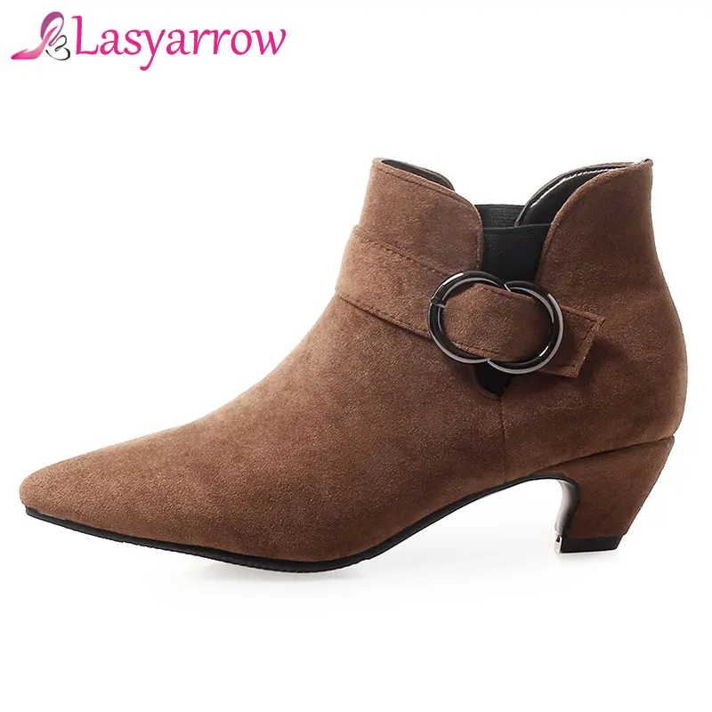 Lasyarrow/большие размеры 32-46 женская обувь эластичные короткие ботинки без застежки