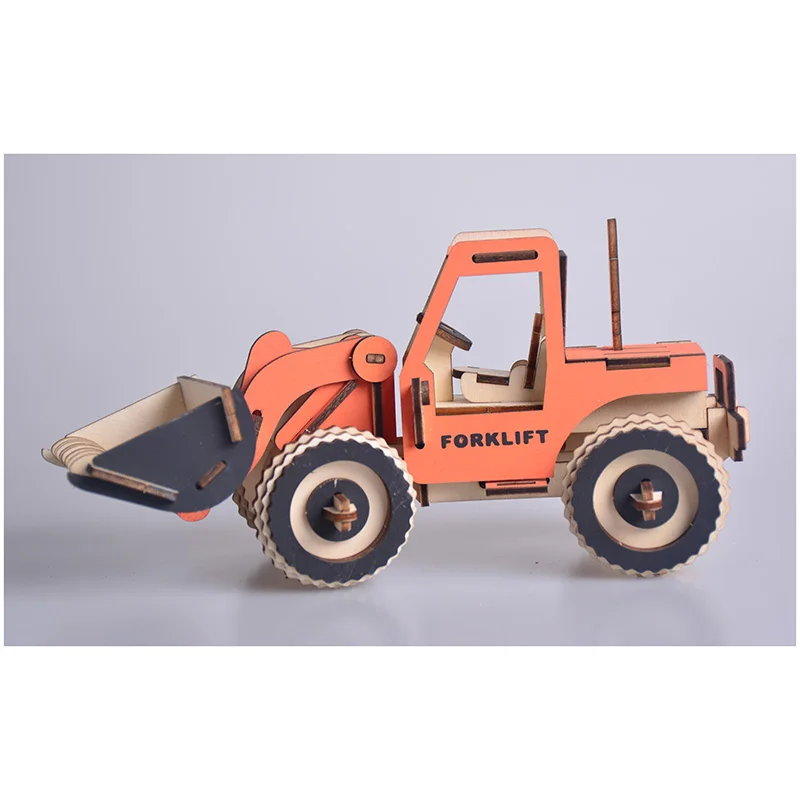 DIY 3D деревянный автомобиль вилочный двухэтажный автобус игра-головоломка натуральный цвет Игрушечная модель обучающие игрушки для детей