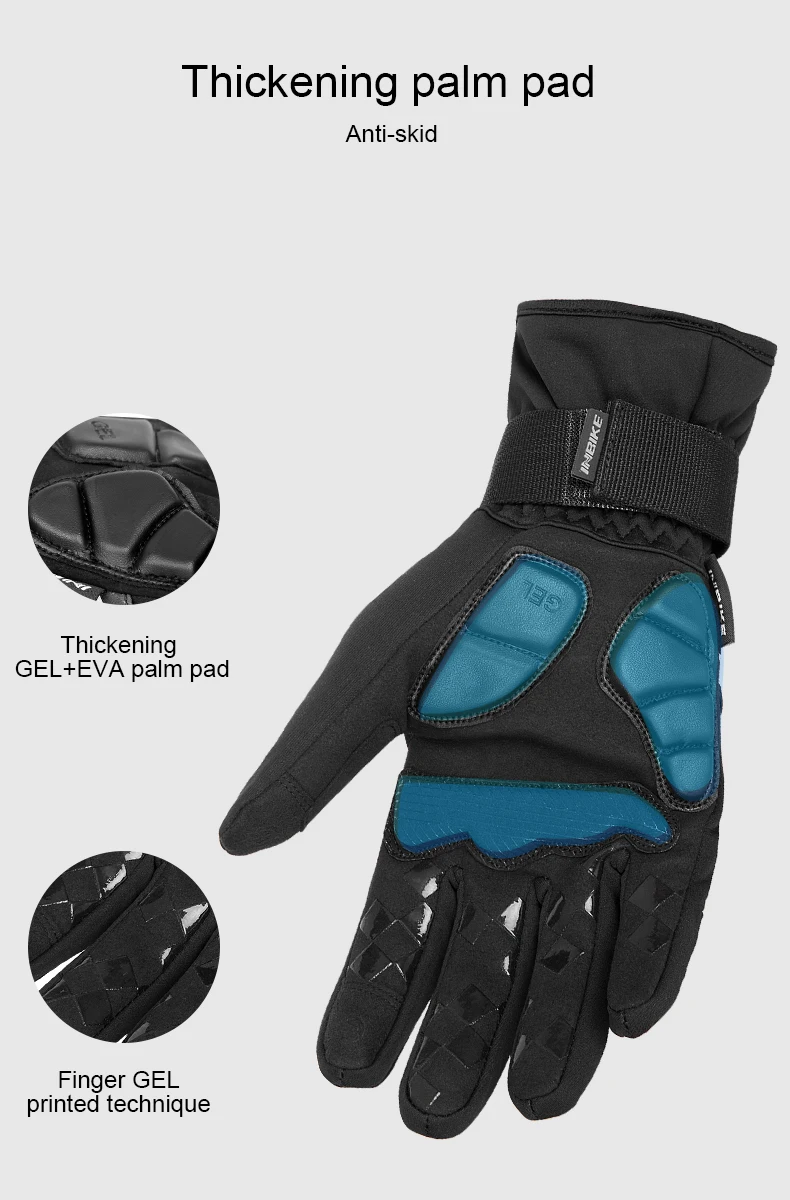 INBIKE велосипедные перчатки с сенсорным экраном зимние теплые ветрозащитные перчатки для велоспорта водонепроницаемые велосипедные перчатки для мужчин и женщин