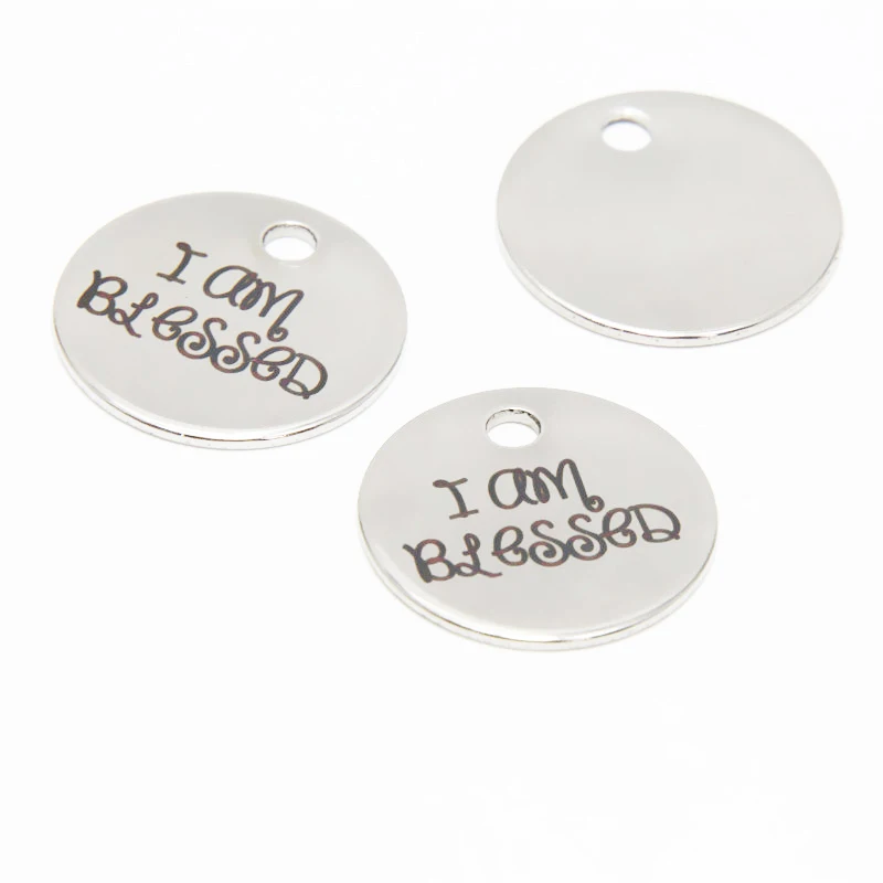 

10pcs/lot I Am Blessed Stainless Steel charm Today I Am Blessed message Charm pendant 20mm