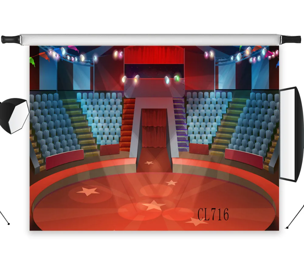 

Seamless Washable No Crease Polyester Circus Arena Lights Children Kids Backdrop Background Photography Studio Prop Photographic
