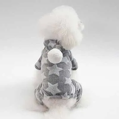 Серый Собачья Пижама Pjs зимний уютный теплый флисовый, для питомца одежда для маленьких собак комбинезон для чихуахуа померанского шиха Tzu Кошки Одежда - Цвет: Серый