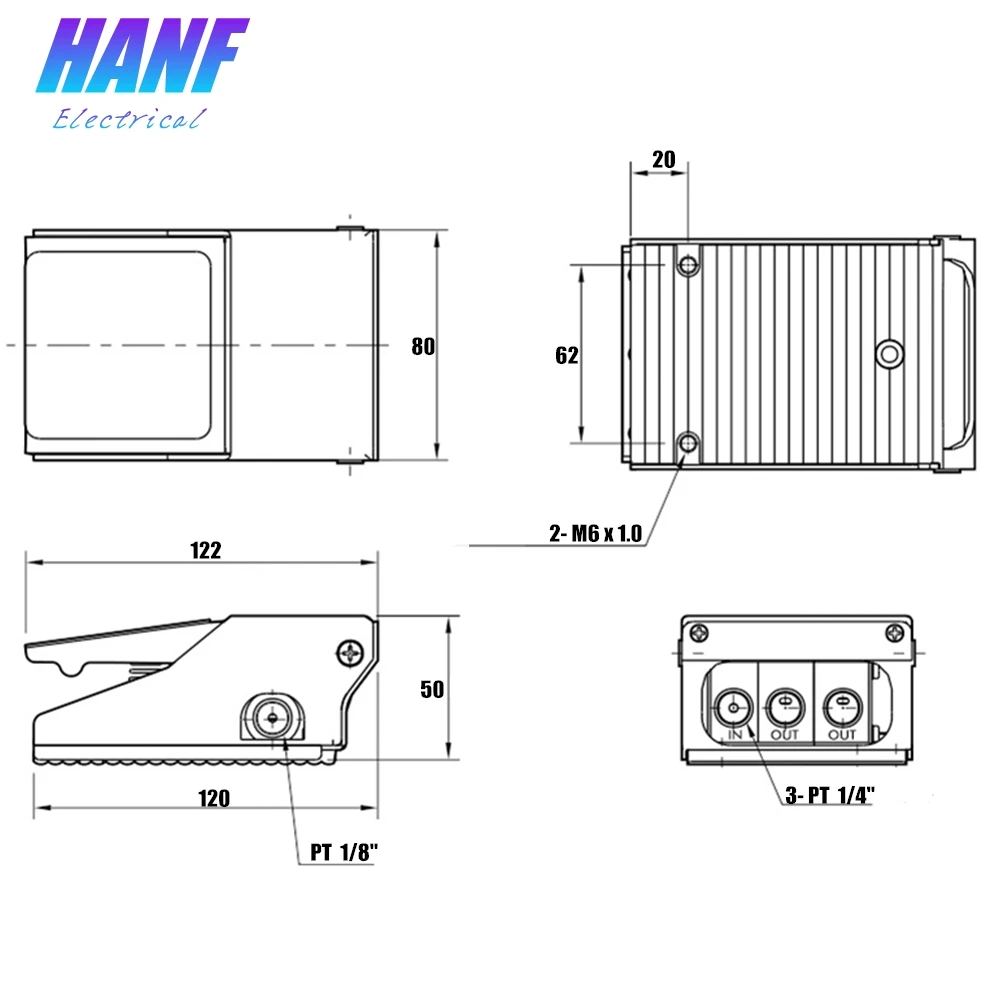 1 шт. ножной переключатель из алюминиевого сплава пневматический клапан 2 позиции