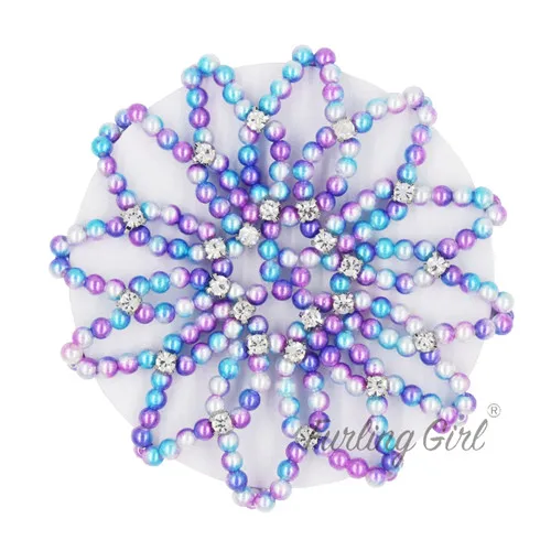 Multi Color Пушистая девочка 1 шт. ручная работа крючком жемчужные эластичные сети для волос балетный танцевальный снуд сетка для волос пучок покрывает орнамент для женщин - Цвет: Multi Color