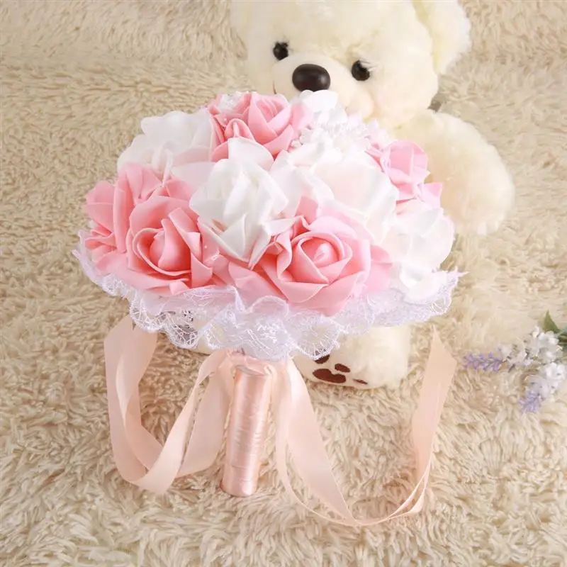 Artificial Flowers Rose Bouquet For Wedding Decoration Home Decor Lace Hydrangeas Bride Holding Flower L904 New | Дом и сад