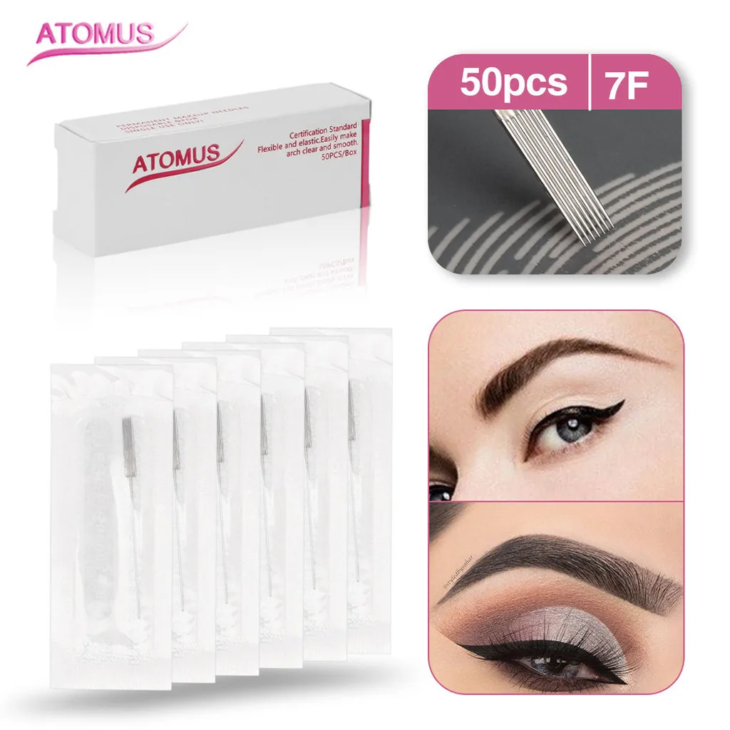 Тату иглы ATOMUS 100 шт. для микроблейдинга Eyeborw Перманентный макияж затенение туман