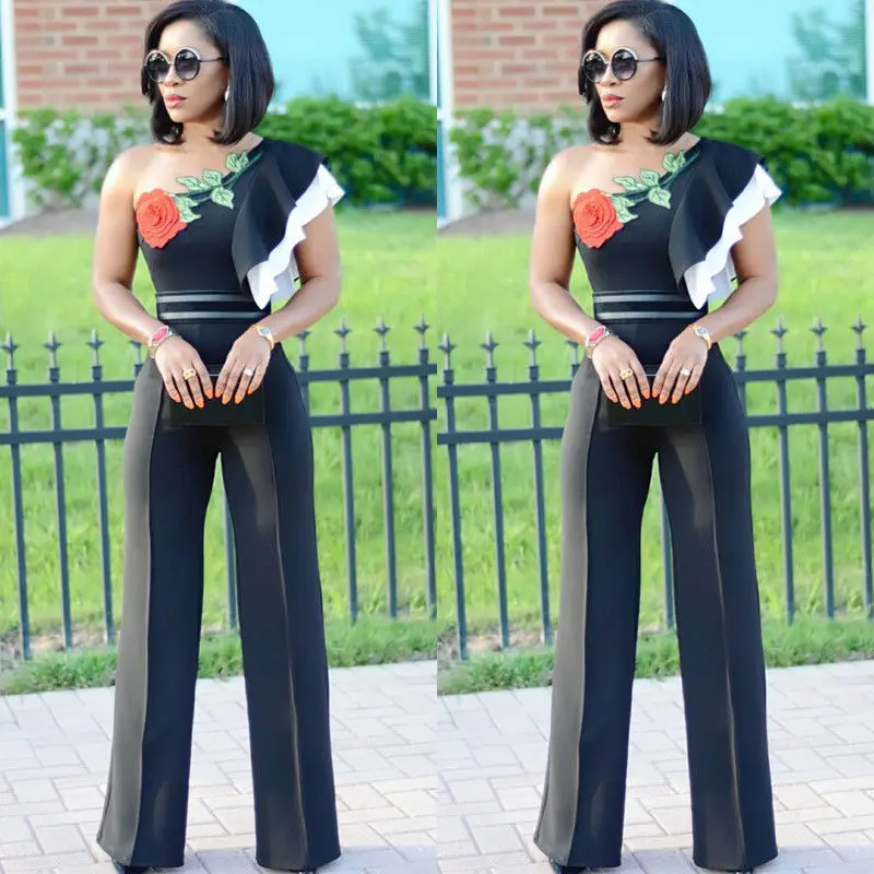 Модный сексуальный комбинезон Женская Клубная одежда с цветочной вышивкой