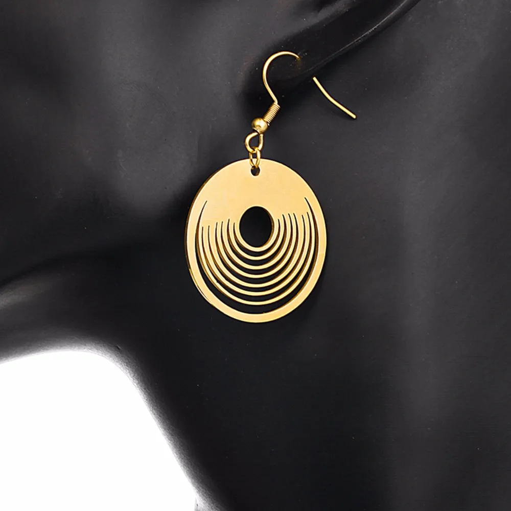 Модные большие серьги для женщин круг цвет золотистый европейский и