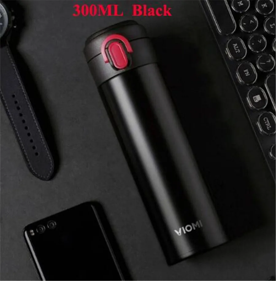 300ML Black Термос Xiaomi Mijia VIOMI, чашка из нержавеющей стали, колба, бутылка для воды, чашка, 24 часа, термос, 300 мл, одна рука, Вкл/закрывает - Цвет: 300ML Black