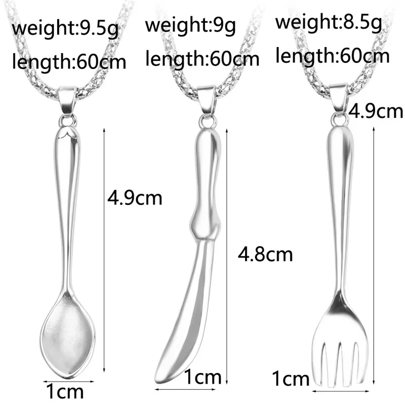 Ожерелье с подвеской в виде ложки ножа столовых приборов серебряного