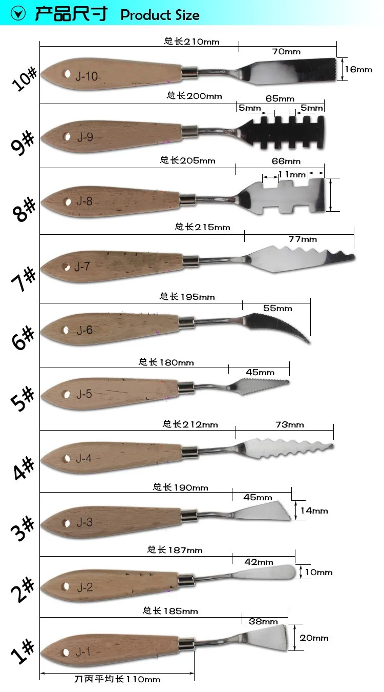 10 шт./лот профессиональная стальная Палитра для живописи маслом нож палитра