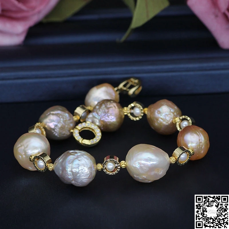 Натуральная Смешанная Кеши жемчуг браслет 11-13 мм БАРОККО Жемчуг Pulsera золотой цвет застежка Винтаж/элегантный настоящий жемчуг ювелирные изделия