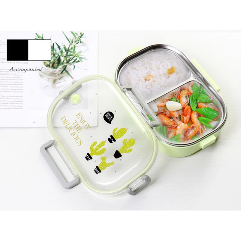 Фламинго завод милый мультфильм дети студента Bento Box из нержавеющей стали Ланчбокс в японском стиле тепловой пластиковый герметичный Ланч-бокс мини