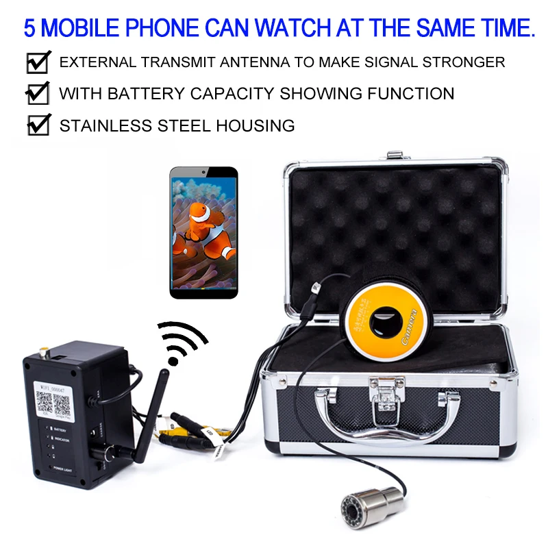 Беспроводная подводная рыболовная камера WF13WSL 2 4G Wi Fi 12 шт. светодиодный