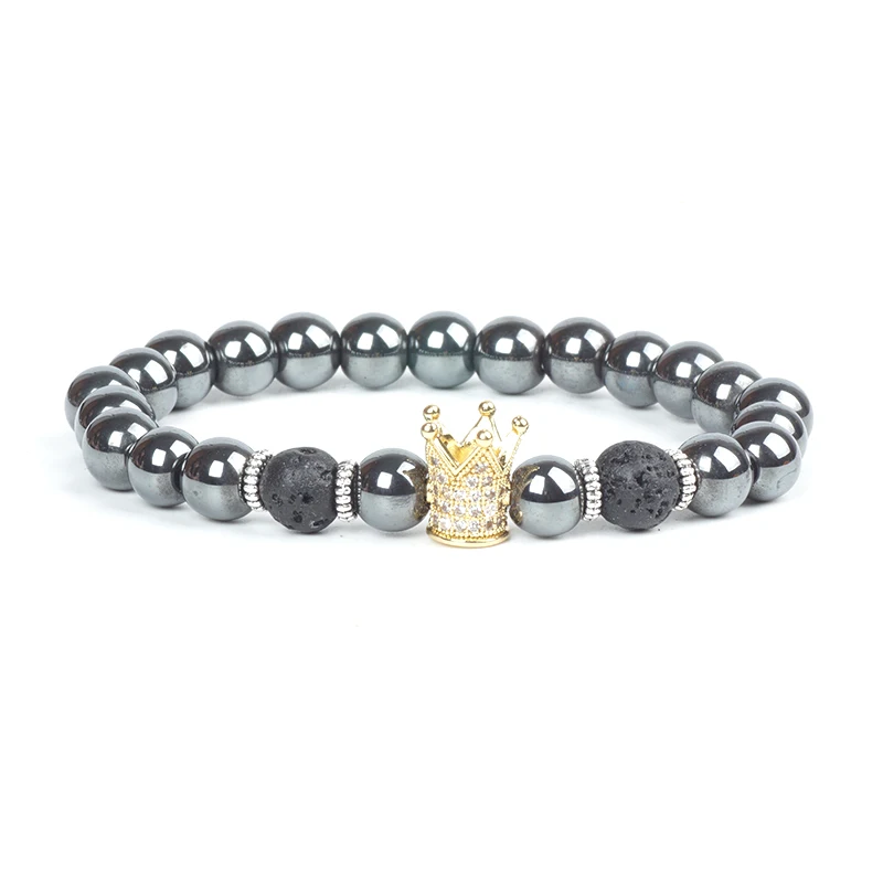 Хит трендовая лава венец гематит из матового агата амулет Золотая и черная