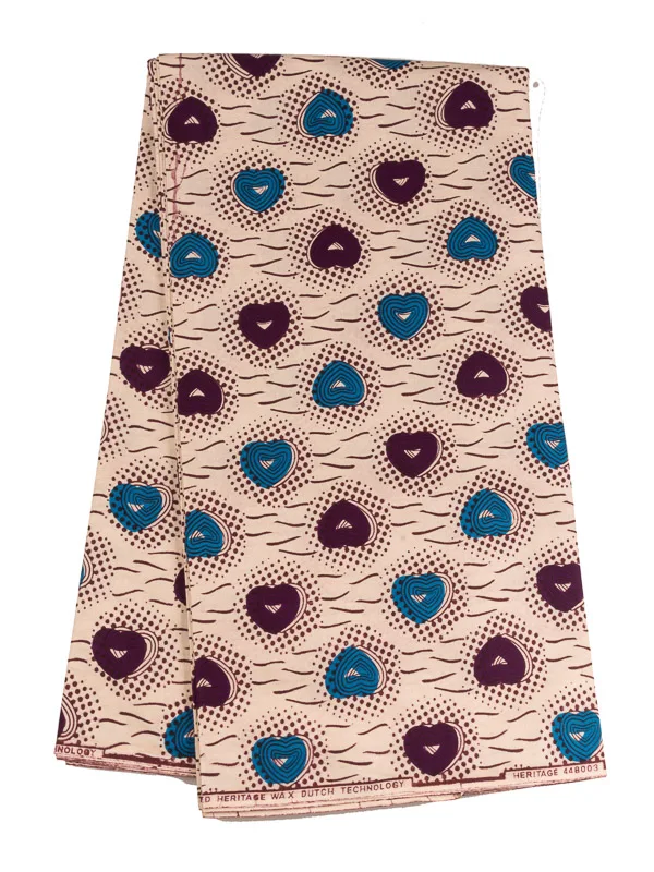 Sego Fabric Real Wax Heart White Blue Design For Party Dress rw448003 | Дом и сад