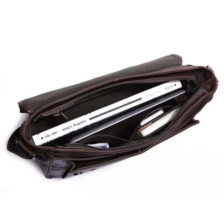 

Nesitu Hot Sale Best Quality Selection Best Gift Chocolate 100% Guarantee Genuine Leather Men Messenger Bags #M7022