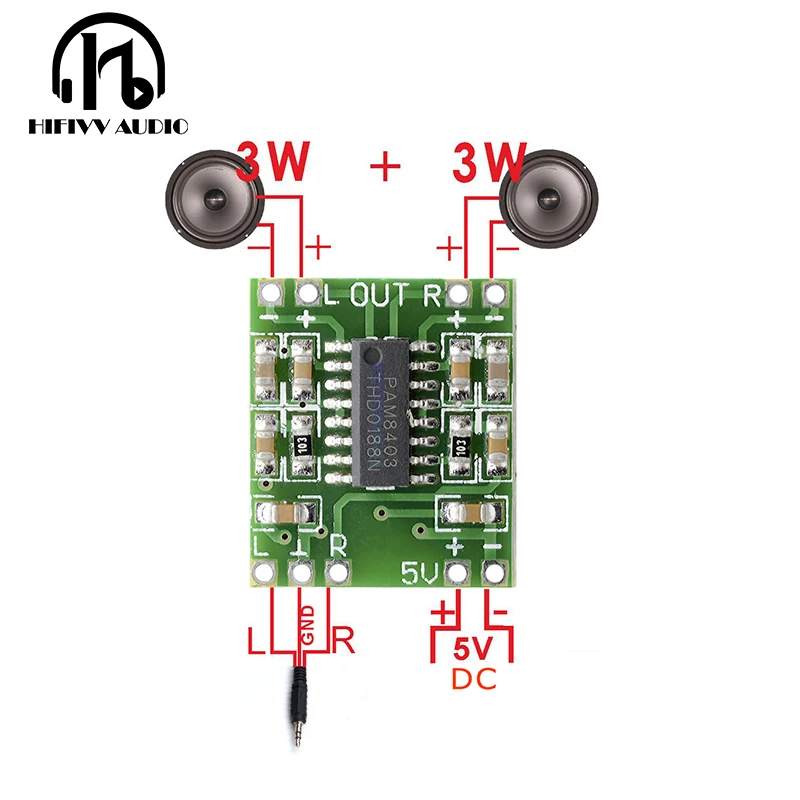 5W Mini Digital Audio Amplifier Board For Class D HIFI Stereo Audio Amplifier 2.0 Channel Digital Stereo Audio AMP PCB board