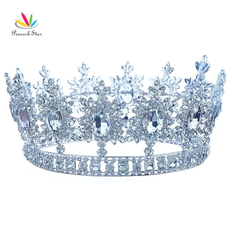Павлин звезда для мужчин король корона Pageant Пром аксессуары Полный Круг Круглый тиара CT1827