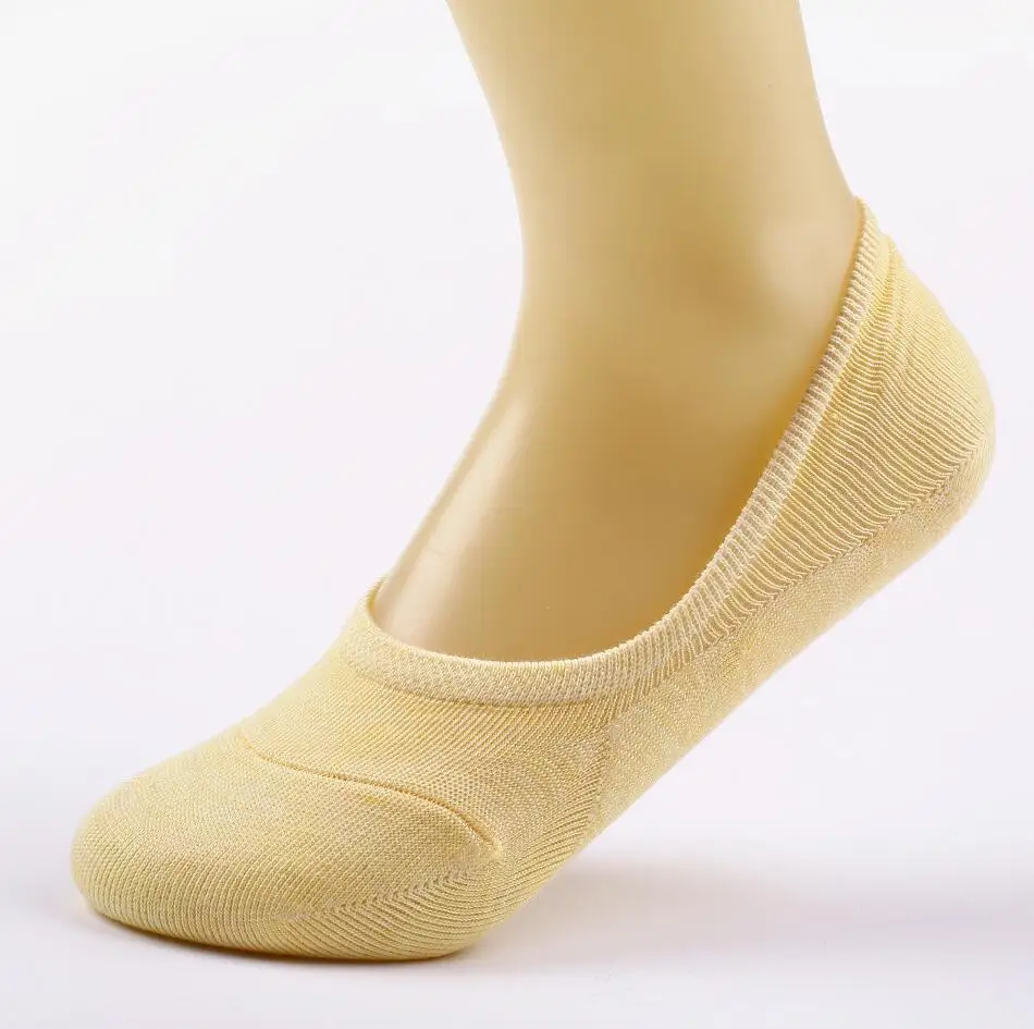 8 yellow 10 шт. = 5 пар/лот Нескользящие женские носки из бамбукового волокна летние невидимые носки-башмачки женские нескользящие яркие цвета Горячая Распродажа - Цвет: 8 yellow