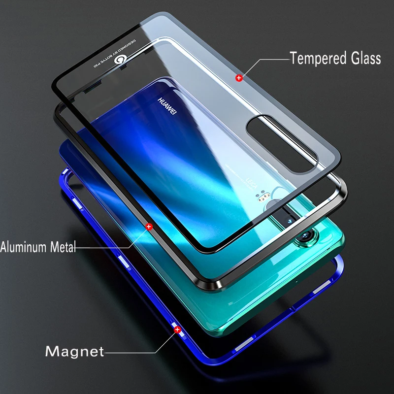 Чехол для Huawei P30 Pro Lite роскошный Магнитный абсорбирующий Алюминиевый