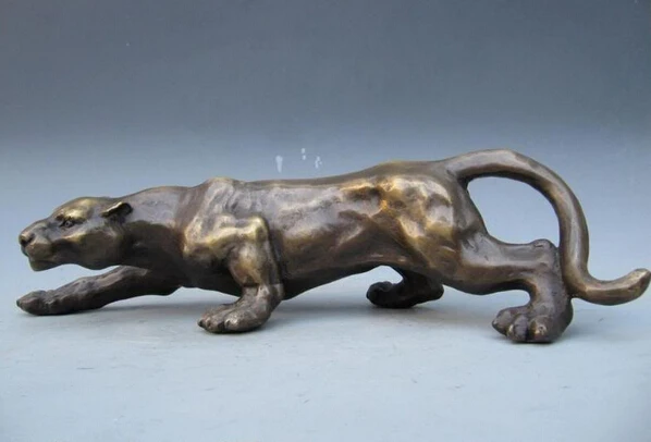 ZSR USPS to USA S3318 Chinese Refined Art Pure Bronze Copper animal leopard panther Cheetah Statues | Дом и сад