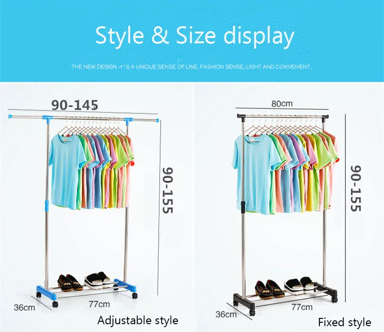 Simple Folding Clothes Hanger Movable Assembled Coat Rack Stand Adjustable Clothing Closet Bedroom Living Room Furniture