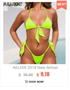 AIUJXK модные неоновые зеленые Лоскутные повязки на шею женское белье сексуальное бикини 2 шт купальник женский летний топ набор