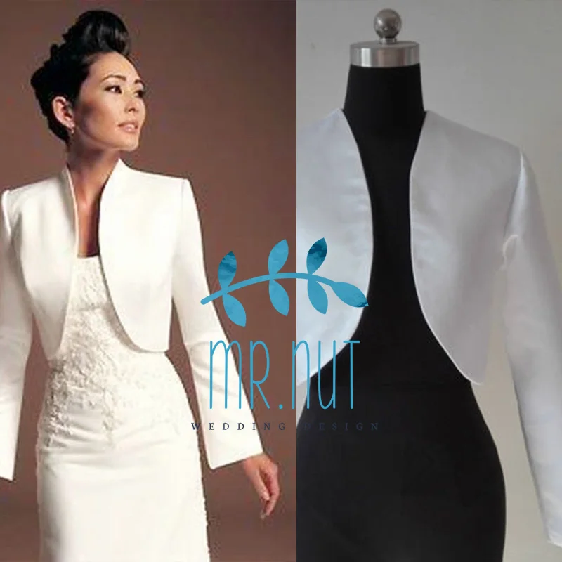 Новая популярная атласная Свадебная куртка на заказ модный воротник болеро с