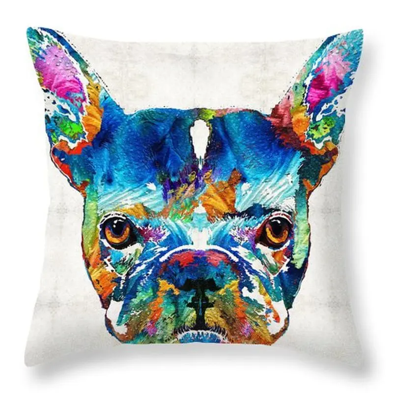 Льняная наволочка с рисунком собаки украшение для дома дивана автомобильного