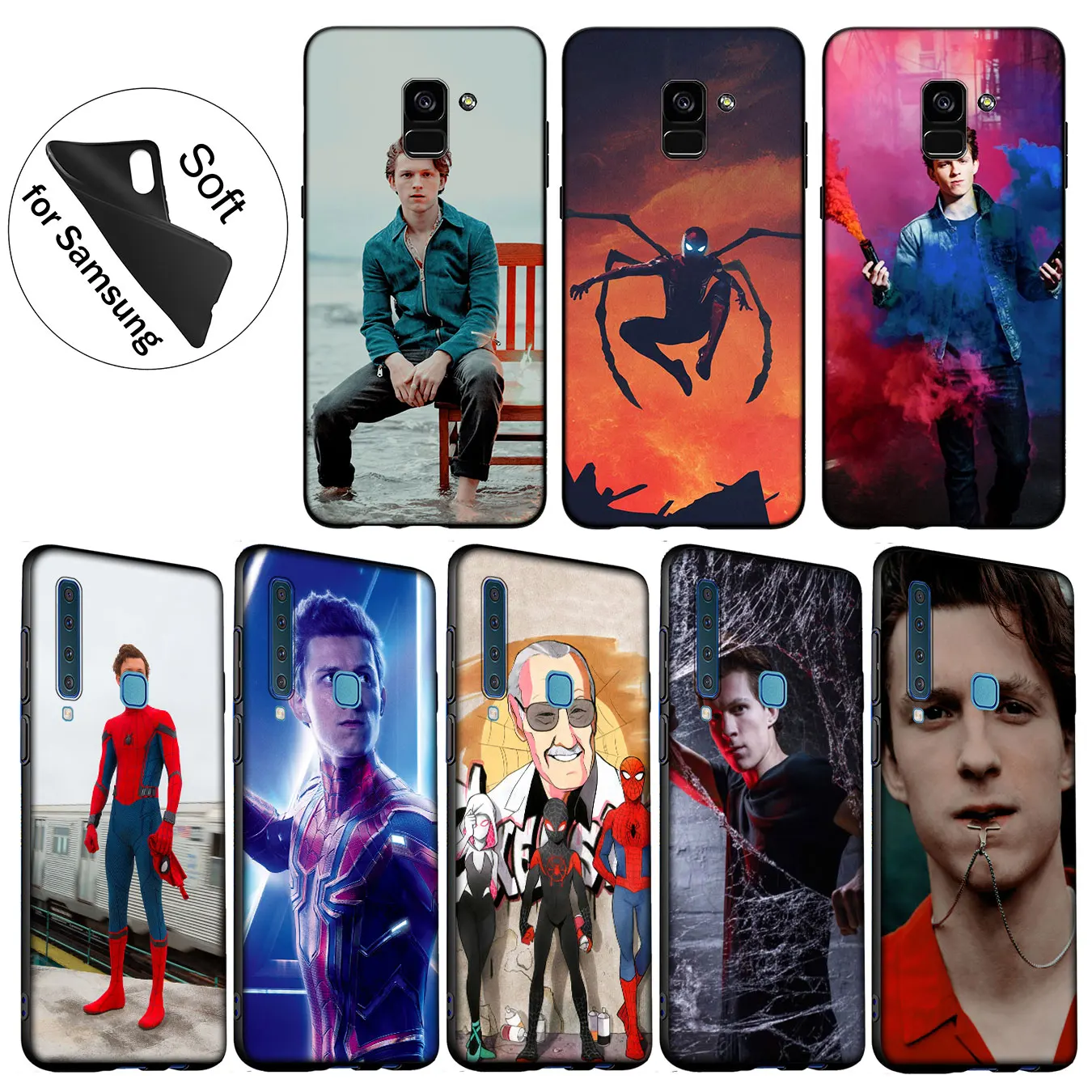 IYICAO Spider Man Marvel tom holland Soft Cover Case for Samsung Galaxy A6 A9 A8 A7 2018 A3 A5 2016 2017 Note 9 8 10 Plus Lite |